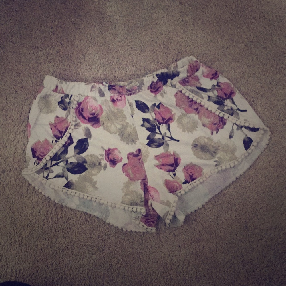 Urban Kids Purple And White Flower Shorts